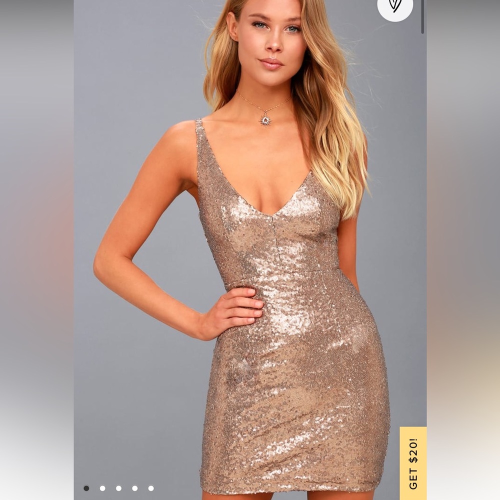 Champagne Showers Matte Bronze Sequin Bodycon Dress
